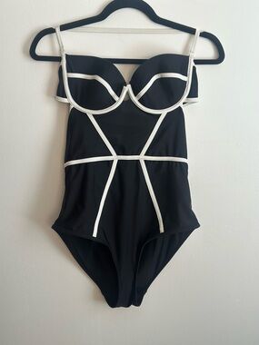 Chromat Black Swimsuit with White Trim